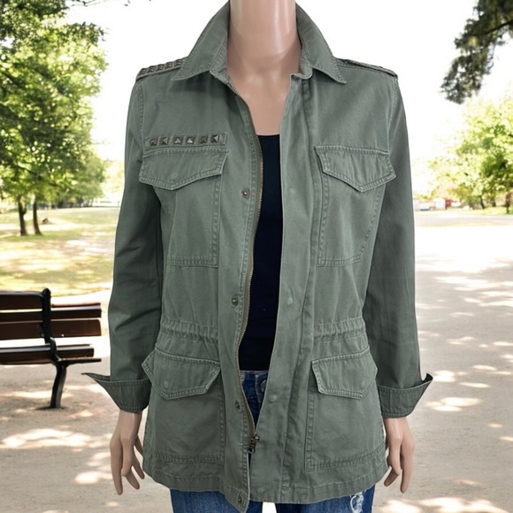 Mudd Army Green Studded Military Jacket - Picture 3 of 17